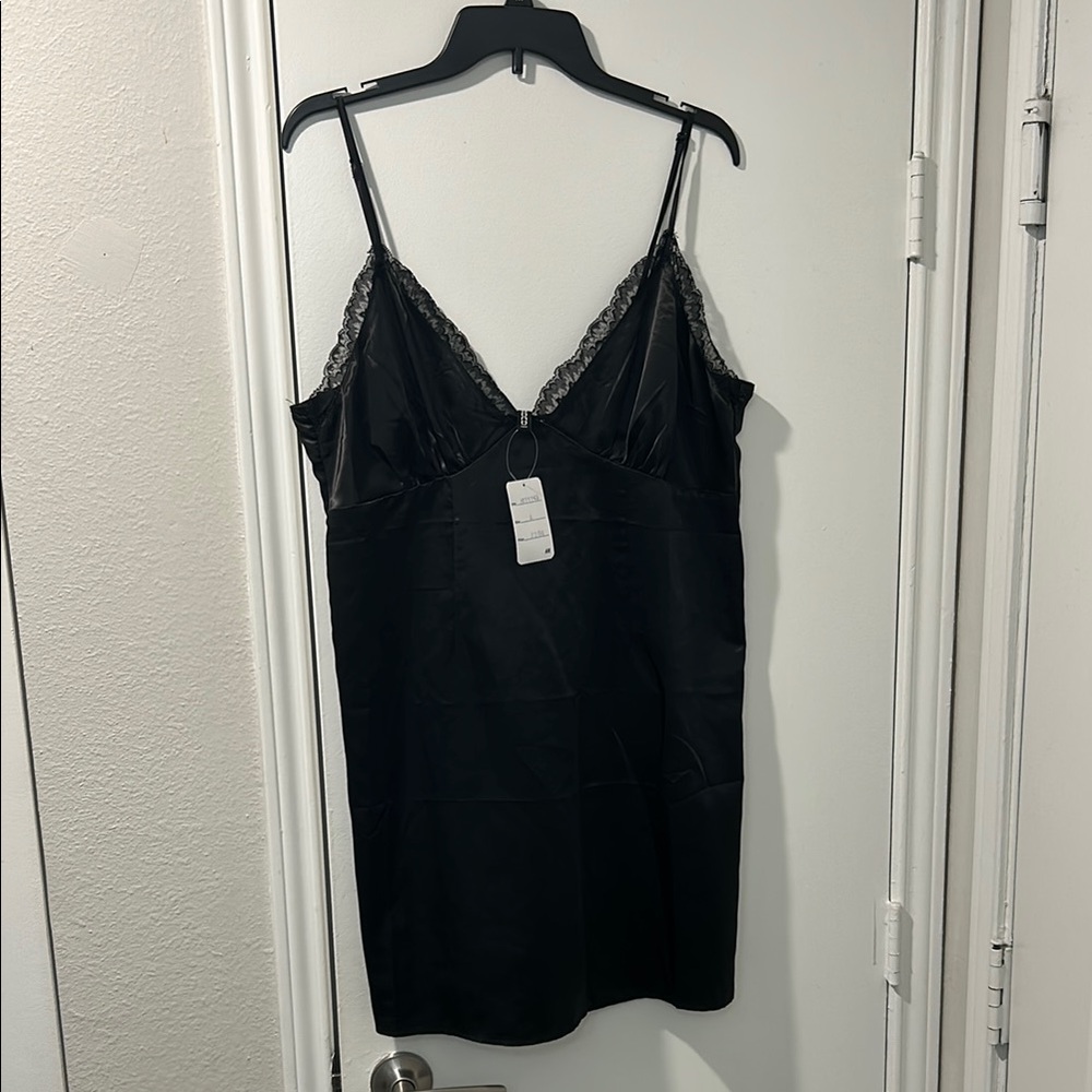 NWT - H&M Black Chemise with Lace Detail